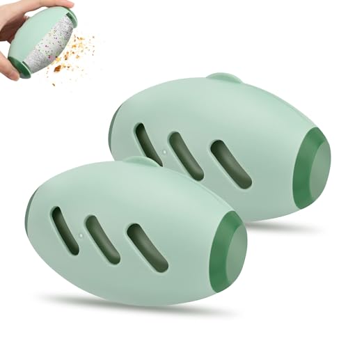Lot de 2 rouleaux anti-peluches réutilisables - Lavables et portables - Pour poils d'animaux, vêtements, voyages, maison, tapis, mini rouleaux anti-peluches pour les déplacements (2 vert clair)