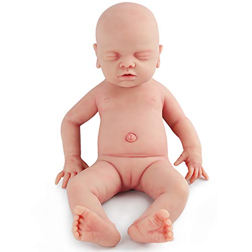 vollence 18 Inch Realistic Sleeping Real Baby Doll,PVC Free,Eye Closed Full Body Silicone Baby Dolls,More Like Real Kids,Handmade Lifelike Soft Alive Baby Doll Clothes - Girl