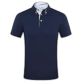 EAGEGOF Men's Shirts Navy Short Sleeve Tech Performance Golf Polo Shirt Loose Fit Medium