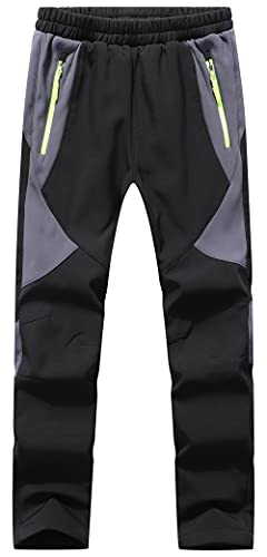 315sAF oeEL Benboy Kinder Softshellhose Gefüttert Skihose Thermohose Wasserdicht Winter Schneehose Jungen Mädchen Wanderhose Outdoorhose,Kz0008-Black-128-134 Eu