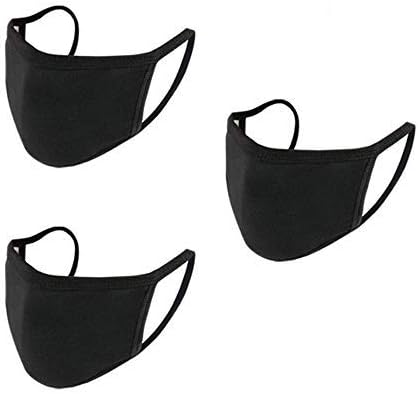 STAR LELEE 3 Pack Unisex Unisex Anti Dust Face Mouth Can Be Washed Reusable One Size 100% Cotton Black