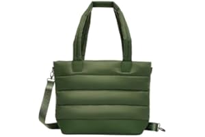 Lolë Puffer Tote Bag – Quilted Lightweight Shoulder & Crossbody Bag with Laptop Pocket, Adjustable Strap & Luggage Strap
