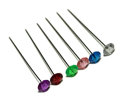 ALL in ONE Mixed Color Sewing Pins Acrylic Crystal Ball Head Pins Straight Pins Quilting Pins for Dressmaker with Box - Thumbnail 2