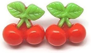 Cherry Earrings, Hypoallergenic Plastic Post Studs for Metal Sensitive Ears