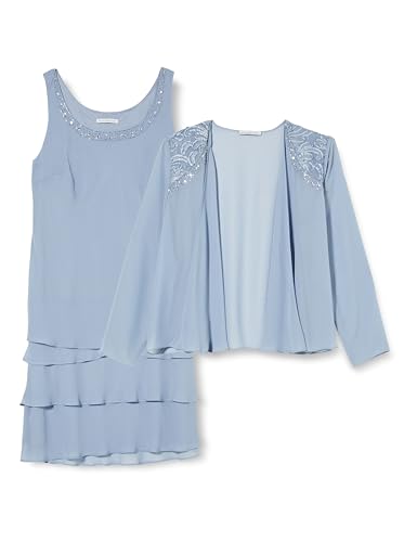 Gina Bacconi Lace Shoulder Bead Tier Jacket Dress, Hydrangea, 18