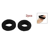 SODIAL(R) 1.8" Wide Soft Elastic Plush Ponytail Holder Hair Tie Band Black 2 Pcs
