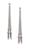 Gothic Hanging Daggers on Chains Dangle Earrings Silver Finish Pewter