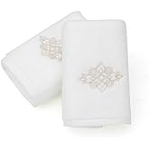 sense gnosis White Luxury Hand Towel Set of 2 Super Thick 100% Cotton Soft Highly Absorbent Embroidered Decorative Hand Towel for Bathroom Home Hotel Spa 13 x 29 Inch