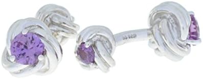 2.5 Ct Created Alexandrite Knot Cufflinks .925 Sterling Silver Rhodium Finish
