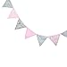 ALLHEARTDESIRES Pink & Gray Vintage Floral Hanging Pennant Bunting Wedding Banner Garland for Kids Teepee Tent Girl Baby Shower Birthday Nursery Decoration