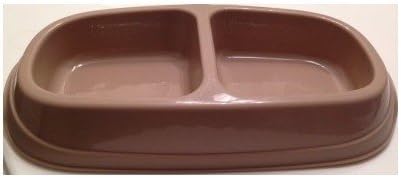 Double Pet Dish Small Brown Color BPA Free Dog Cat Animal Feeding Portable Travel Bowl Made in USA