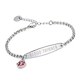 linnalove-Pre-Engraved Simple Rolo Chain Medical Alert id Bracelet for Women