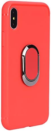 YYHappy iPhone X Case with 360 Rotating Ring Grip Holder Kickstand Function Magnetic Base, Ultra Slim Thin Hard Scrub Cover with Shockproof Protective for Soft TPU iPhone X（Red）