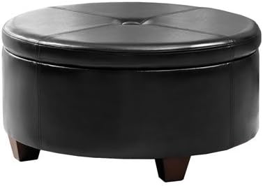 Meadow Lane Large Round Storage Ottoman, Brown