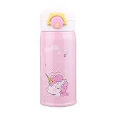 Kids Water Bottle Thermoses Unicorn Water Bottle Cup Metal Stainless Steel Vacuum Insulated Water Flask for School Kids Girls Lunch Box Leak Proof BPA Free No Straw - 12oz (Pink)
