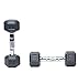 Rage Fitness Rubber Coated Dumbbell - No Roll Design Easy-Grip Steel Knurled Handle, Weights Dumbbell Set for Strength Training, Workouts - Ideal Weights Set for Home Gym - SOLD INDIVIDUALLY - Black (55 LB)