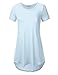 NINEXIS Women's Basic Short Sleeve Tunic Top with High Low Hem
