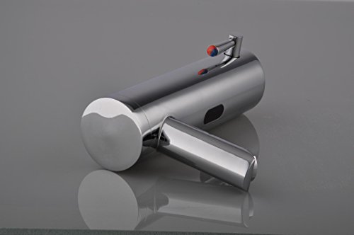 Gangang Home Deck Mount Touch Free Automatic Sensor Sink Faucet with Temperature Control Handle Chrome Single Hole Straight Spout Bar Faucet Lavatory Plumbing Fixtures Bathtub Mixer Taps - Thumbnail 4