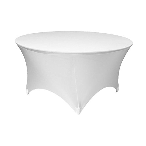 GFCC White Spandex Table Covers, Round Stretch Tablecloth, 5ft (60"), 2 Package