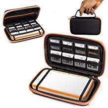 2DS XL Case, Orzly Carry Case for New Nintendo 2DS XL – Protective Hard Shell Portable Travel Case Pouch for New 2DS XL Console with Slots for Games & Zip Pocket – ORANGE on Black