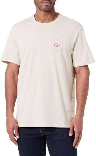 Camiseta de Manga Corta Hombre con Logotipo, Beige (Oatmeal), M