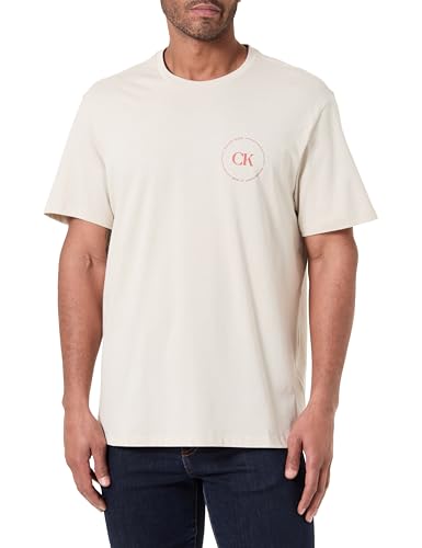 Camiseta de Manga Corta Hombre con Logotipo, Beige (Oatmeal), M