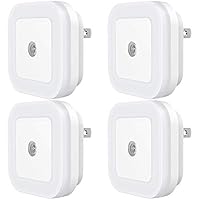 Dimmable LED Night Light, SYCEES Plug-in Nightlight with Dusk-to-Dawn Sensor for Bedroom, Kids Room, Bathroom, Kitchen, Hallway, Daylight White, 4-Pack