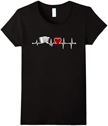 Womens Accordion Heartbeat Music T-shirt - Marching Band Tees Small Black