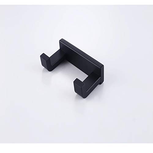 DOCNACHT Double Towel Robe Hook Stainless Steel Coat Hook Kitchen Toilet Bathroom Accessories Dual Holder Heavy Duty Wall Mount, Matte Black - Thumbnail 4