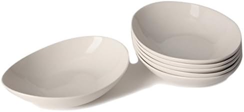 Red Vanilla Whisper White Coupe Bone China Pasta Bowls (Set of 6)