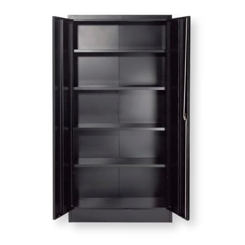 EKE Locker Metalico Gabinete Metalico Tipo Closet para Oficina Hogar Organizador Resguardo de Documtentos Armario de Almacenamiento con Puertas Entrepaños Ajustables Papeleria Hogar (Negro)