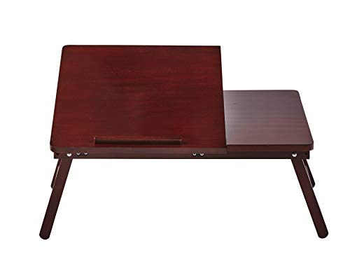 Mesa para computadora portátil Amazon Basics con parte superior semiabierta, espresso