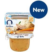 Gerber 3rd Food Lil Bits Autumn Vegetable and Turkey Dinner Baby Food, 10 Ounce -- 6 per case.