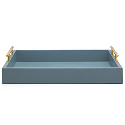 Quality by Esther Decorative Tray with Gold or Silver Handles. Gray Tray. Decorative Trays for