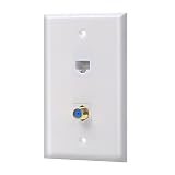 IBL-1 Cat5e keystone Ethernet Port and 1 Gold-plated Coax F Type keystone Wall Plate (White)