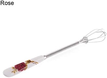SOPHISTICATE Cake Milk Cream Egg Mixer Spiral Beater Ceramic Handle Whisk Stainless Steel Stirrer Kitchen Tool: Rose