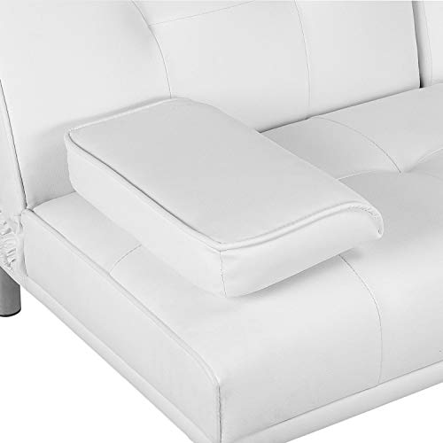 Topeakmart Futon Sofa Bed Premium PU Leather Single Futon Couch