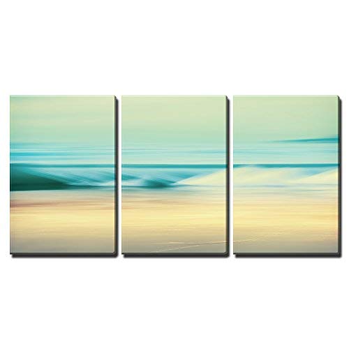 an Abstract Seascape Made with a Long Exposure Image Displays a Retro Home Art x3 Panels
