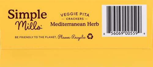 SIMPLE MILLS VEGGIE PITA CRACKERS, MEDITERRANEAN HERB – GLUTEN FREE, VEGAN, HEALTHY SNACKS, PALEO FRIENDLY, 4.25 OUNCE (PACK OF 1)