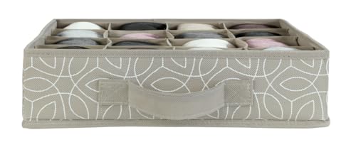 WENKO Balance Drawer Organiser, Storage Box for Drawers, 16 Compartments, Polypropylene, 31 x 8.5 x 31 cm, Taupe