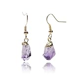 Sedmart Gold Plated Irregular Raw Amethyst citrine Drop Earring For Women Gemstone Earring Jewelry