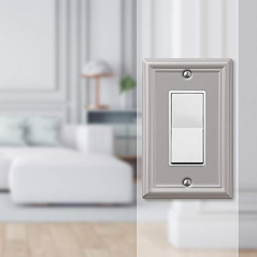 Amerelle Chelsea Single Rocker-GFCI Steel Wallplate in Brushed Nickel