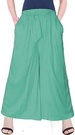 Jenee Ventures Ankle Length with Pockets and Belt Solid Rayon Cotton Palazzo Pant for Women (Free Size,11 colors)