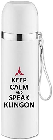 Fadah Keep Calm And Speak Klingon (2 Color) Custom Vacuum Stainless Steel Insulated Travel Mug Cup Tumbler,12-Ounce