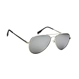 Zacway Small Polarized Spring Hinges Metal Aviator Sunglasses UV400 52mm (Silver Frame/Mirror Mercury Lens, 52)