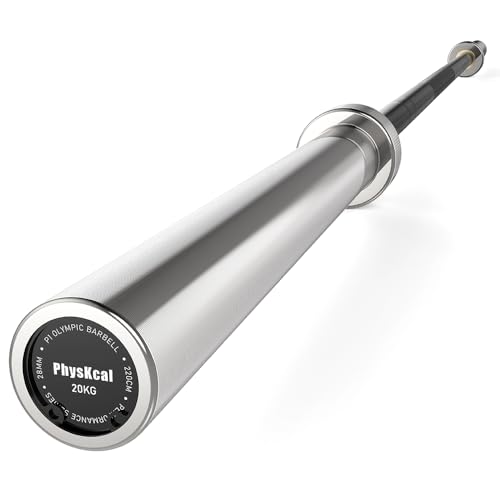 PhysKcal 20 kg Olympia Langhantelstange, 50 mm Langhantel, Schwarz & Silber