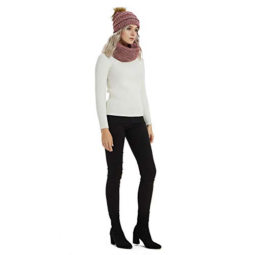 Winter Knit Infinity Scarf-Men&Women Thick Warm Circle Loop Scarf Neck Warmer by Aurya(Red/White Mix) - Thumbnail 7