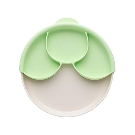 Miniware Healthy Meal Suction Plate with Dividers Set Vanilla/Key Lime
