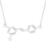 Silver Wine Molecule Necklace for Wine Lovers and Enthusiasts, Unique Wine Chemical Structure DNA Pendant Necklaces, Wine Gift Ideas (Silver Tone)