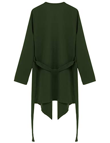 FISOUL Women's Casual Long Sleeve Lapel Outwear Trench Coat Cardigan (Army Green, S)